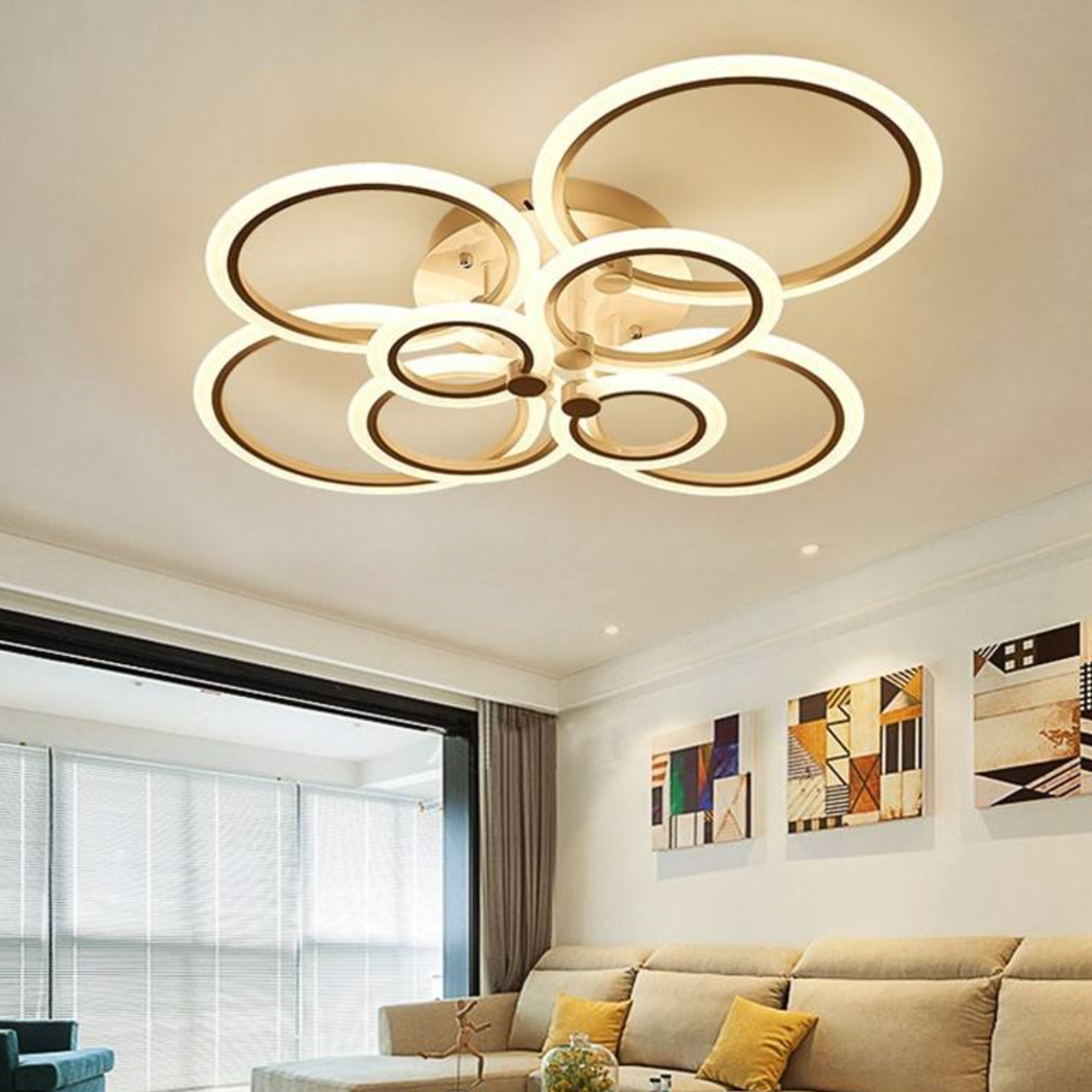 Luxury Dimmable LED Ceiling Light – Elegant Modern Chandelier-Style Lighting with 3000K Warm Glow