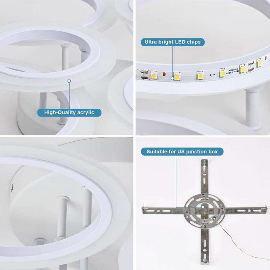 Luxury Dimmable LED Ceiling Light – Elegant Modern Chandelier-Style Lighting with 3000K Warm Glow