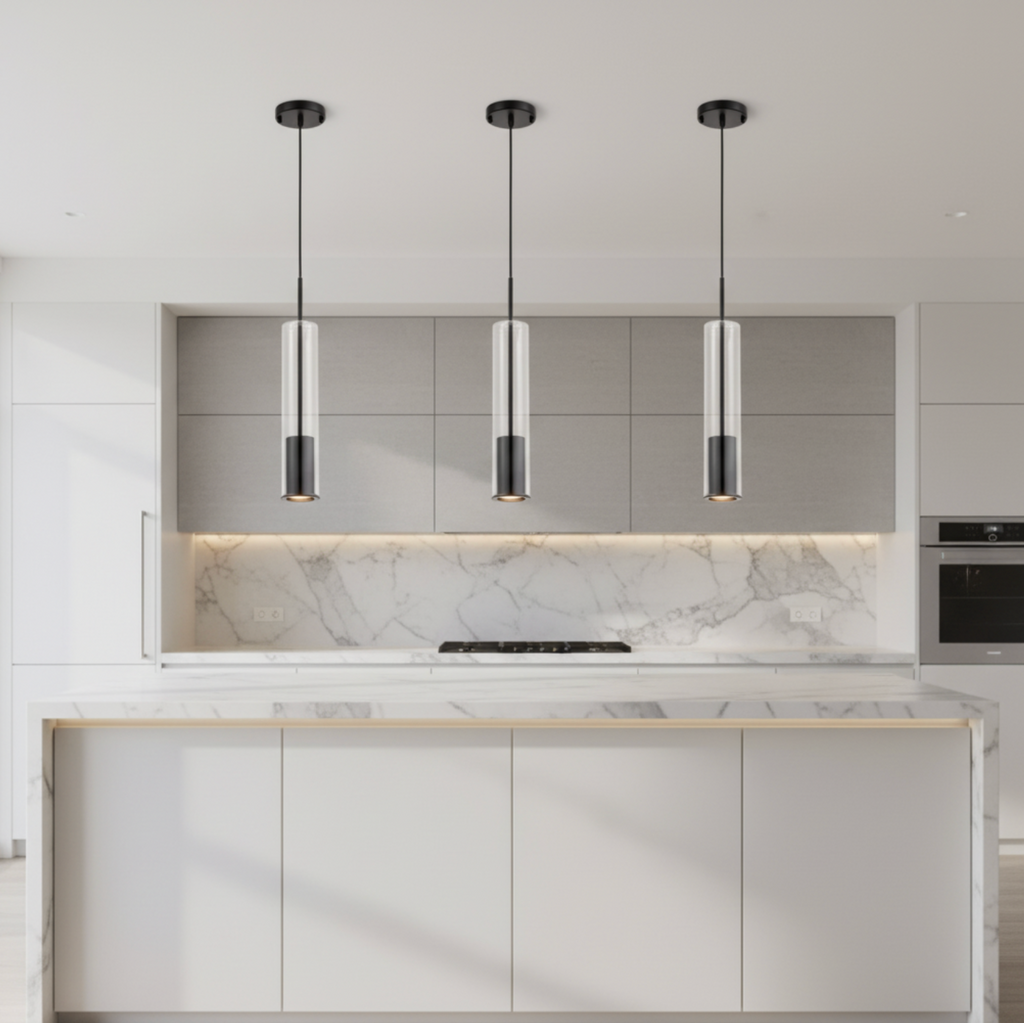 ✨ Modern Cylinder Glass Pendant Light – Elegant Contemporary Ceiling Fixture