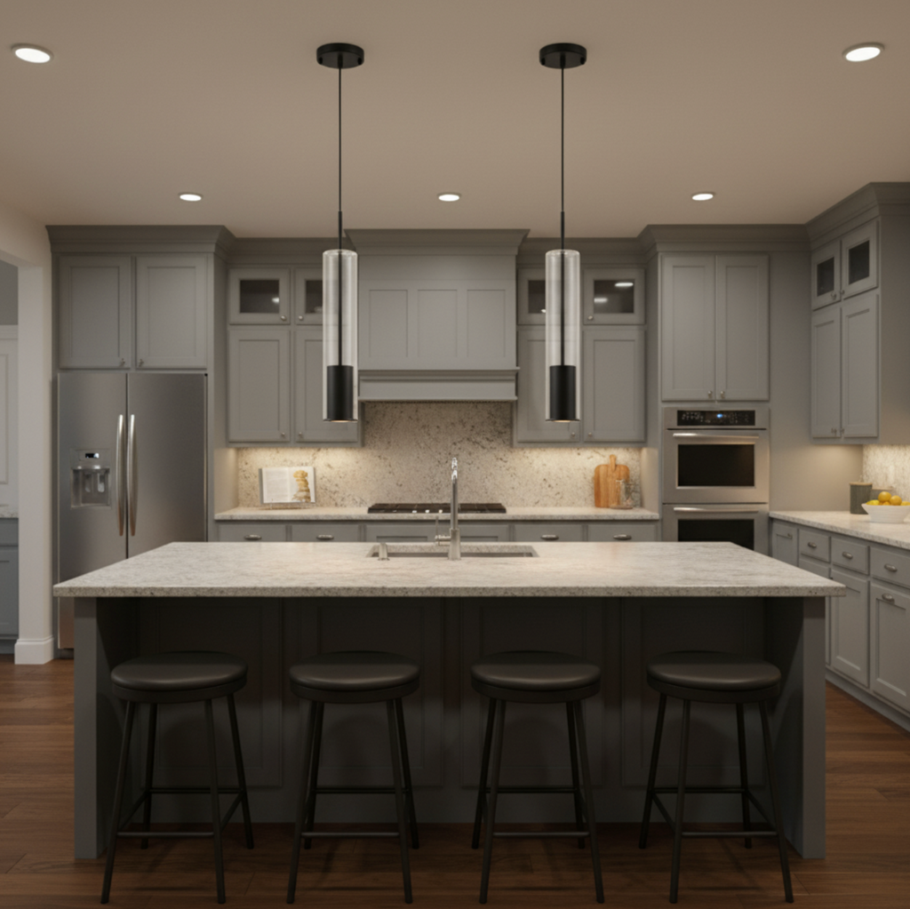 ✨ Modern Cylinder Glass Pendant Light – Elegant Contemporary Ceiling Fixture