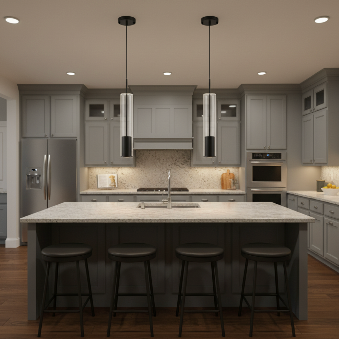 ✨ Modern Cylinder Glass Pendant Light – Elegant Contemporary Ceiling Fixture