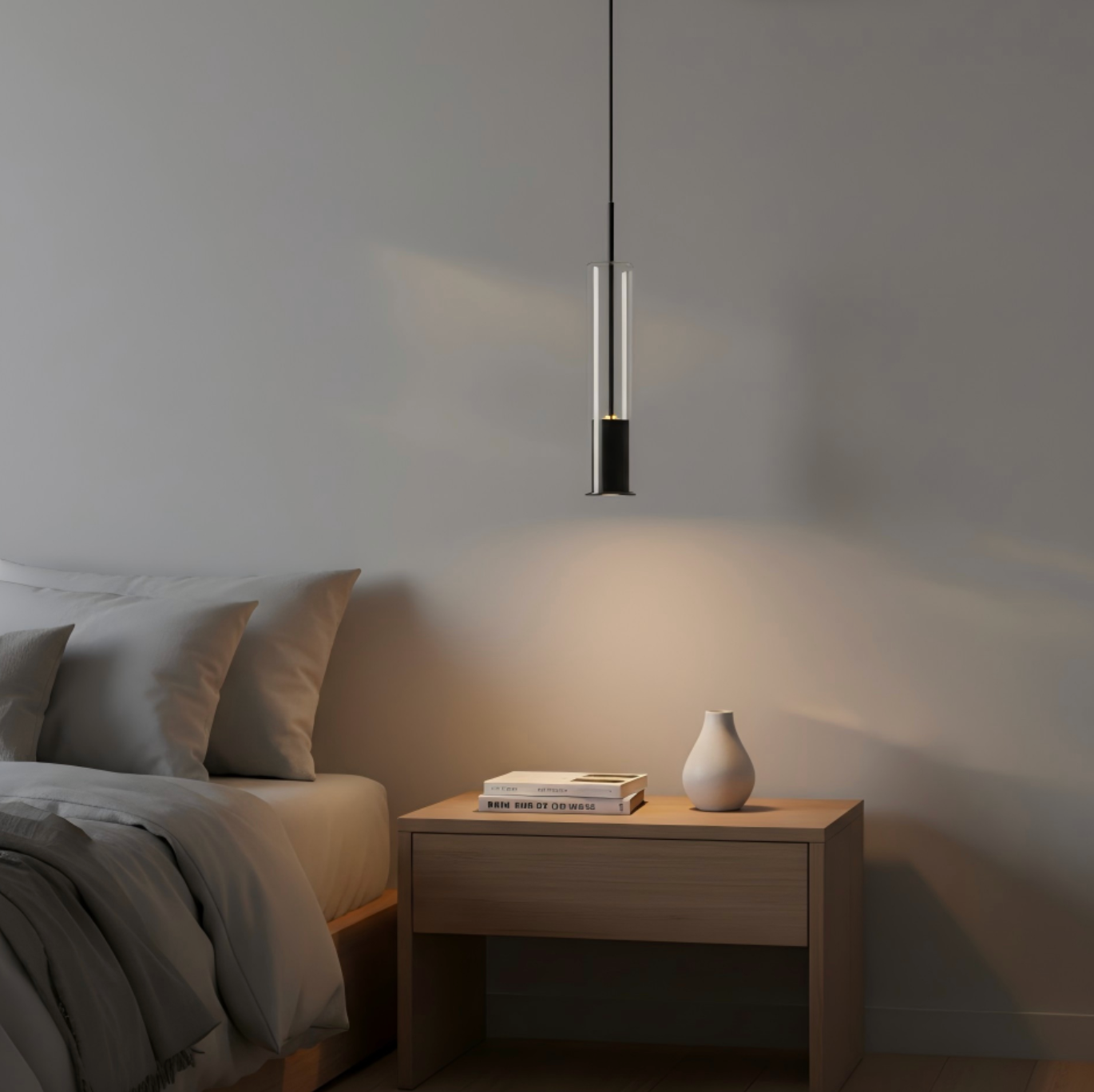 ✨ Modern Cylinder Glass Pendant Light – Elegant Contemporary Ceiling Fixture