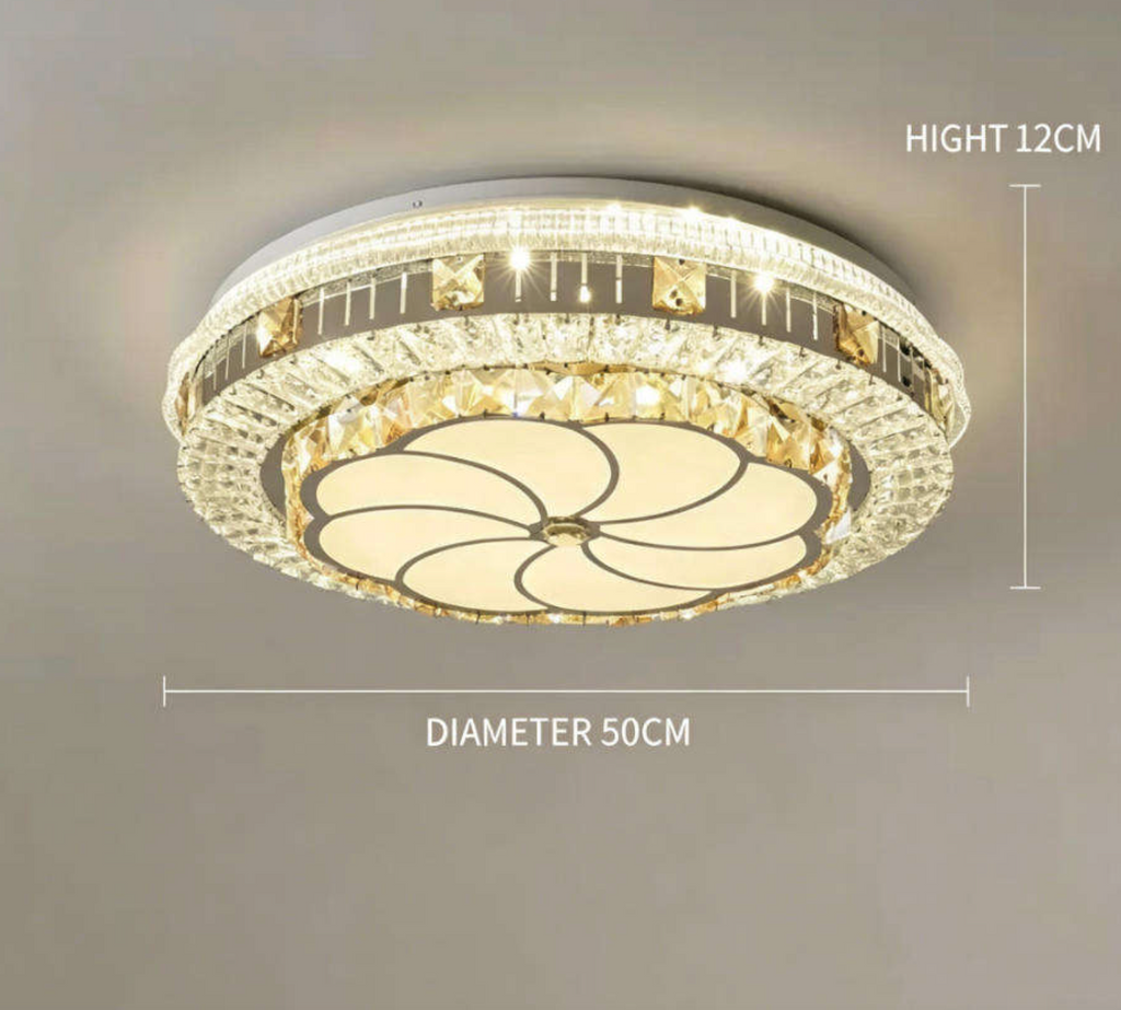 ✨ Luxury Crystal Flush Mount Ceiling Light – Elegant 3CCT Modern Fixture for Stylish Interiors