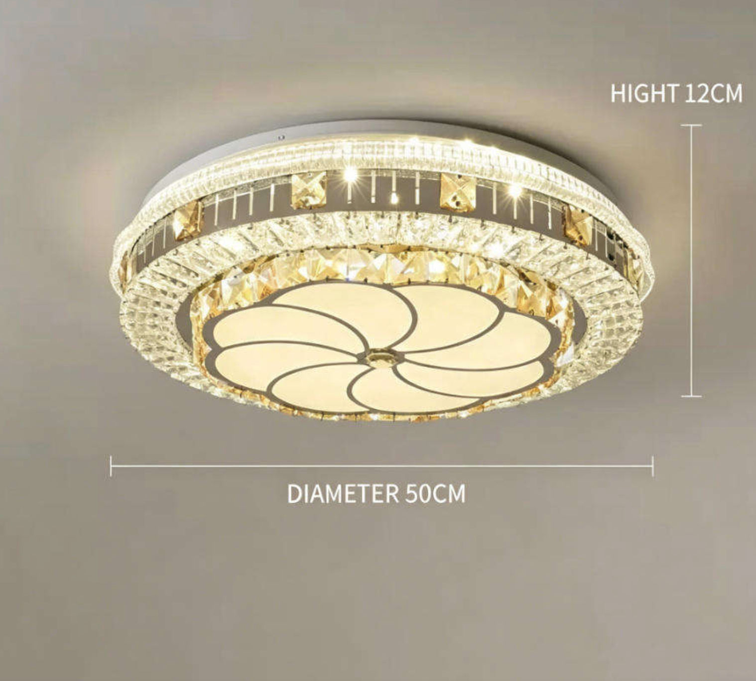 ✨ Luxury Crystal Flush Mount Ceiling Light – Elegant 3CCT Modern Fixture for Stylish Interiors